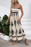 Vestido de verano palabra de honor con estampado Kahki claro