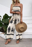 Vestido de verano palabra de honor con estampado Kahki claro