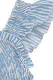 Vestido midi de verano con cuello cuadrado a rayas azules