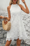 Vestido de verano halter blanco A Line Mini Lace