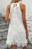 Vestido de verano halter blanco A Line Mini Lace