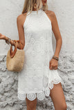 Vestido de verano halter blanco A Line Mini Lace