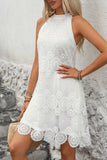 Vestido de verano halter blanco A Line Mini Lace