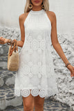 Vestido de verano halter blanco A Line Mini Lace