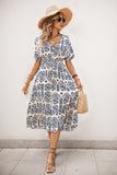 Vestido de verano midi azul con estampado de una línea