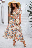 Vestido largo de verano floral Apricot A Line