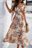 Vestido largo de verano floral Apricot A Line