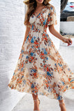 Vestido largo de verano floral Apricot A Line