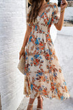 Vestido largo de verano floral Apricot A Line