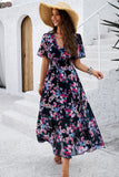 Vestido largo de verano floral Apricot A Line