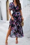 Vestido largo de verano floral Apricot A Line