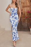 Vestido largo de verano con estampado azul sirena