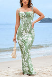 Vestido largo de verano con estampado azul sirena