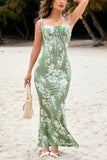 Vestido largo de verano con estampado azul sirena