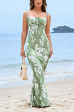 Vestido largo de verano con estampado azul sirena