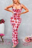 Vestido largo de verano con estampado azul sirena