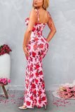 Vestido largo de verano con estampado azul sirena
