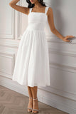 Vestido de verano blanco con cuello cuadrado A Line