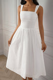 Vestido de verano blanco con cuello cuadrado A Line