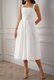 Vestido de verano blanco con cuello cuadrado A Line