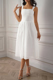 Vestido de verano blanco con cuello cuadrado A Line