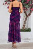 Fucsia A Line Floral Vestido Largo de Verano