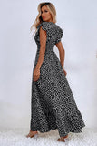 Kahki Vestido de verano con mangas con volantes y lunares