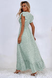 Kahki Vestido de verano con mangas con volantes y lunares