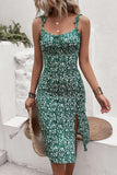 Mini vestido de verano con vaina floral rosa con abertura