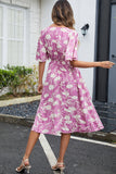 Vestido de verano con escote en V estampado verde