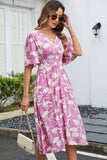 Vestido de verano con escote en V estampado verde