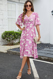 Vestido de verano con escote en V estampado verde