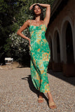 Vestido de verano floral con tirantes de espagueti fucsia