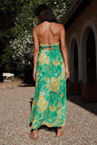 Vestido de verano floral con tirantes de espagueti fucsia