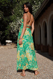 Vestido de verano floral con tirantes de espagueti fucsia