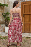 Vestido largo de verano estampado en rojo oscuro