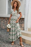 Vestido de verano A Line Floral Verde