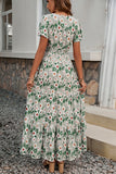 Vestido de verano A Line Floral Verde