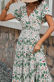 Vestido de verano A Line Floral Verde