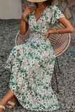 Vestido de verano A Line Floral Verde
