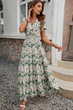 Vestido de verano A Line Floral Verde