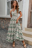 Vestido de verano A Line Floral Verde