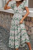 Vestido de verano A Line Floral Verde