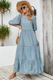 Gris Azul A Line Vestido largo de verano floral