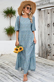 Gris Azul A Line Vestido largo de verano floral