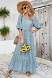 Gris Azul A Line Vestido largo de verano floral
