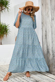 Gris Azul A Line Vestido largo de verano floral