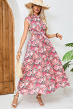 Vestido largo de verano halter de flores rojas rubor