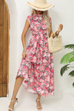 Vestido largo de verano halter de flores rojas rubor