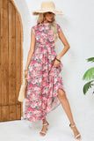Vestido largo de verano halter de flores rojas rubor